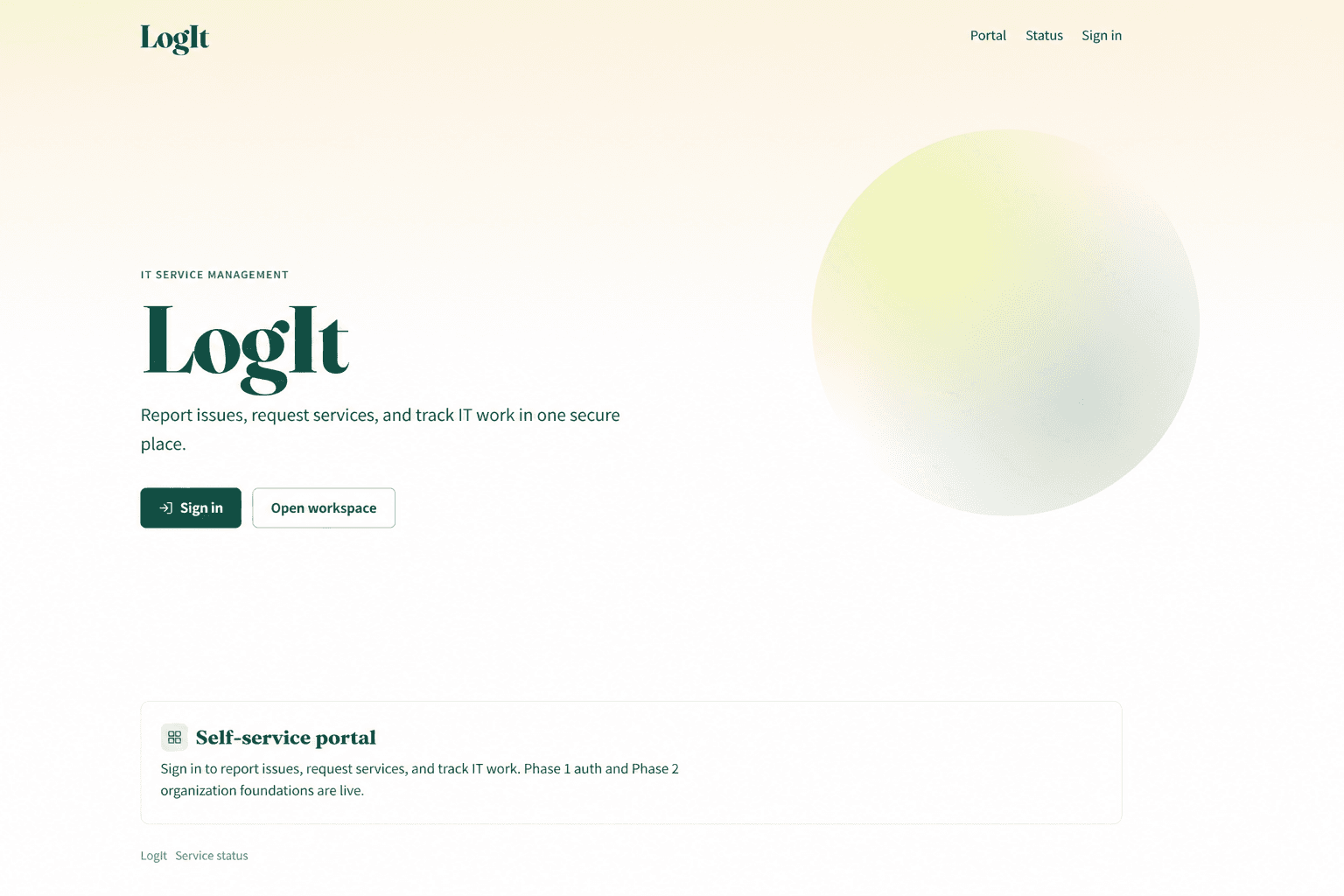 LogIt application interface