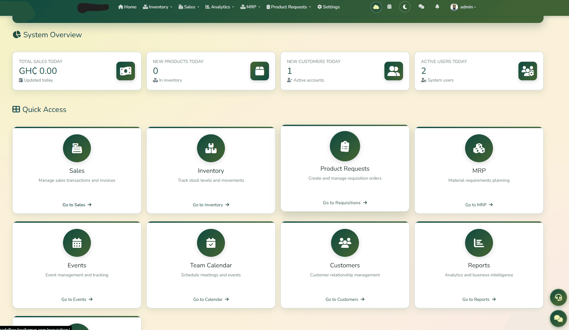 TradeFlow application interface